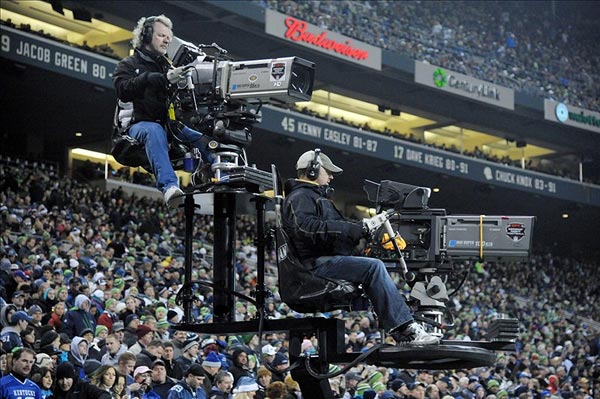 Monday Night Football television cameras for ESPN film